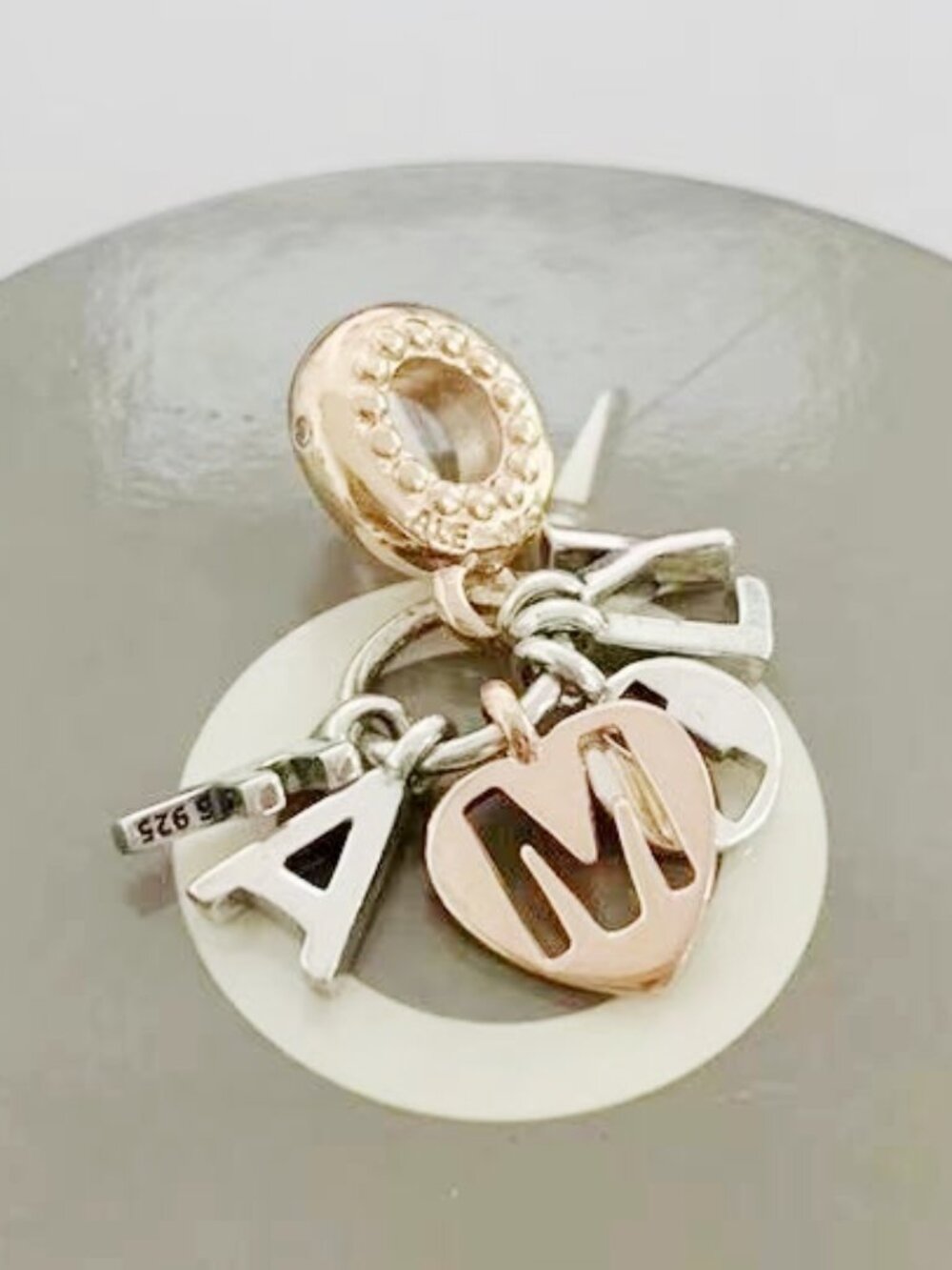 Pandora Family Letters Dangle Charm Rose Gold-Plated